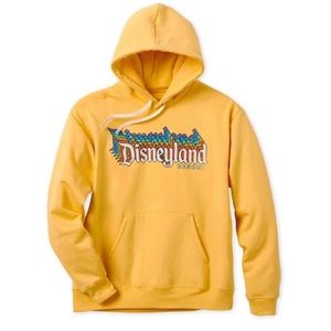 Disneyland Resort Rainbow Retro Banner Hoodie Yellow Sweater Size S
